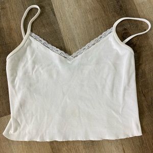Brandy Melville white lace trim tank top